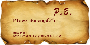 Plevo Berengár névjegykártya